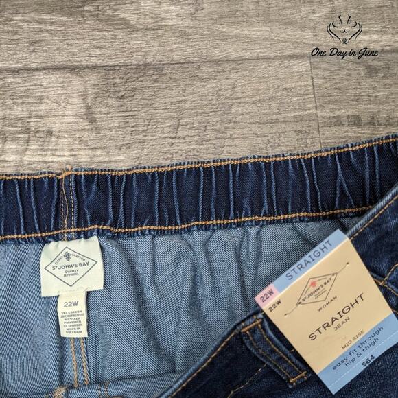 St. John's Bay Plus Size Easy Fit Straight Adaptive Jeans Size 22W - Picture 2 of 6